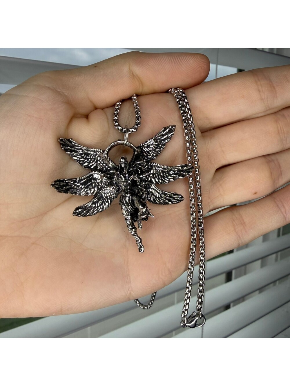 Archangel Silver Necklace Y2K A-32